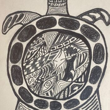 Dessin intitulée "Une petite tortue" par Dima An, Œuvre d'art originale, Graphite