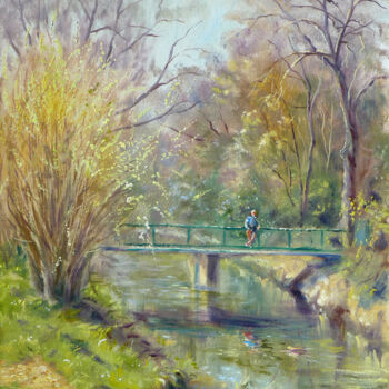 Peinture intitulée "Pont à Montgeron" par Dimitri Sinyavsky, Œuvre d'art originale, Huile