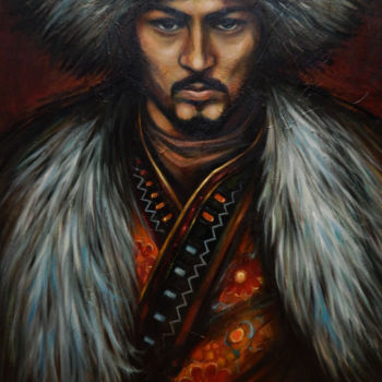 Malerei mit dem Titel "Mongol" von Dimitrio Untu, Original-Kunstwerk, Öl