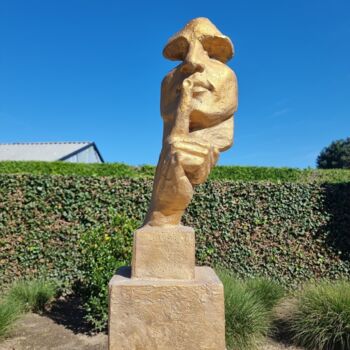 Sculptuur getiteld "Man asks silence" door Djamel Eddine Hafis, Origineel Kunstwerk, Hars