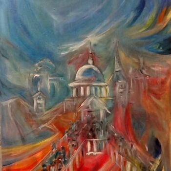 Schilderij getiteld "L'appel de Londres" door Djamel Eddine Hafis, Origineel Kunstwerk, Acryl