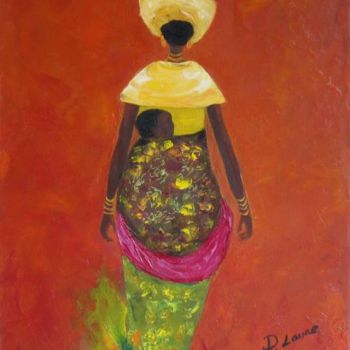 Pittura intitolato "l'africaine et son…" da D Laure, Opera d'arte originale, Olio