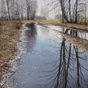 Картина под названием "Весна,отражение" - Дмитрий Репин, Подлинное произведение искусства, Масло
