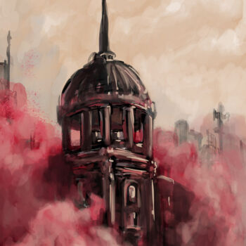 Artes digitais intitulada "Red fog #1" por Dmitriy Gayun, Obras de arte originais, Trabalho Digital 2D