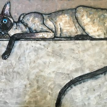 Painting titled "Katze / chat / cat…" by Dmitriy Trubin, Original Artwork