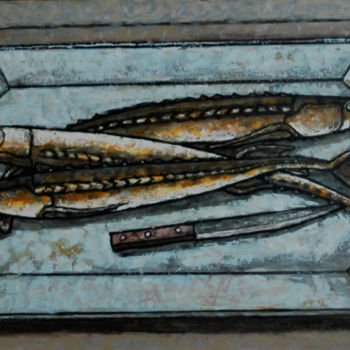 Pittura intitolato "fish / Fisch / рыбы…" da Dmitriy Trubin, Opera d'arte originale, Olio