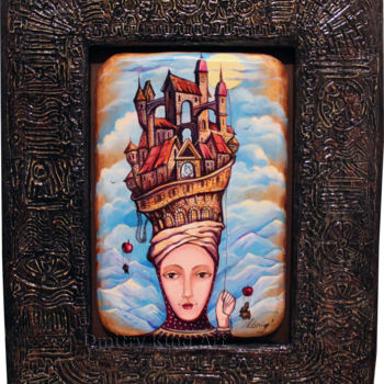 Painting titled "Guardian of the Mag…" by Dmitry King, Original Artwork, Acrylic Mounted on Wood Panel