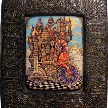 绘画 标题为“GODSPEED, WOOD ART…” 由Dmitry King, 原创艺术品, 丙烯 安装在木板上