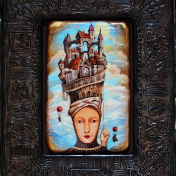 Peinture intitulée "Guardian of the Mag…" par Dmitry King, Œuvre d'art originale, Acrylique Monté sur Panneau de bois