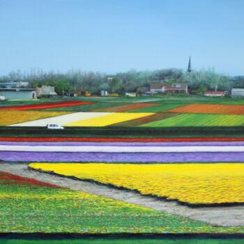 Картина под названием "Flower fields" - Dmytro Bryzhak, Подлинное произведение искусства, Масло