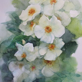 绘画 标题为“Белые розы1” 由Анна Добродий, 原创艺术品, 水彩
