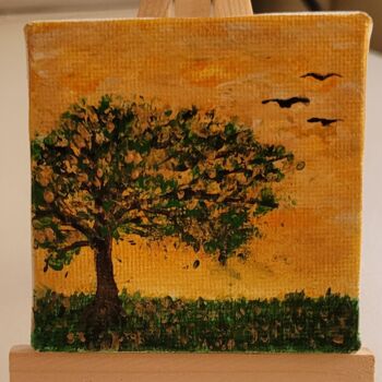 Painting titled "Arbre miniature l'é…" by Dochka Mihova (Nikoleta), Original Artwork, Acrylic