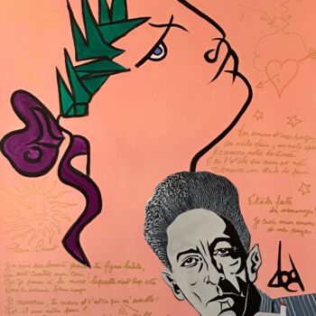 Pittura intitolato "N01- Jean Cocteau" da Dod, Opera d'arte originale, Acrilico Montato su Telaio per barella in legno