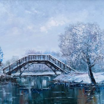 Malerei mit dem Titel "Winter landscape" von Dolgor Dugarova (Dolgor Art), Original-Kunstwerk, Öl