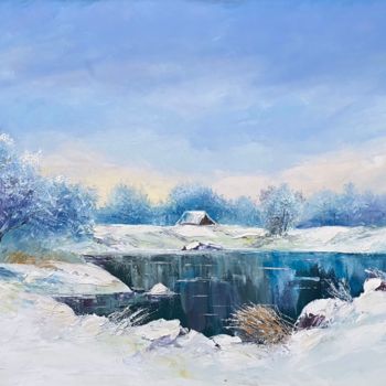 Malarstwo zatytułowany „Magical Winter” autorstwa Dolgor Dugarova (Dolgor Art), Oryginalna praca, Olej