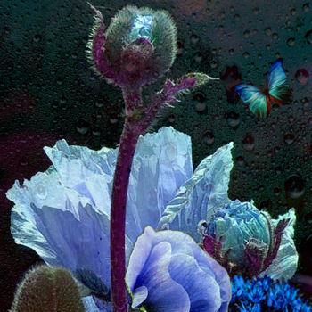 Arte digitale intitolato "Blue Flowers Dream" da Dodi Ballada, Opera d'arte originale, Pittura digitale