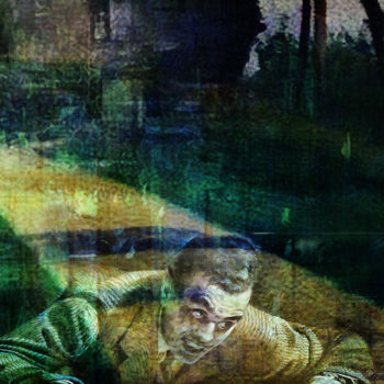 Digital Arts titled "un homme à terre" by Dodi Ballada, Original Artwork, Digital Painting