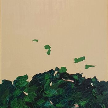 Painting titled "cromatico verde (2)" by Domenico Asmone, Original Artwork, Oil