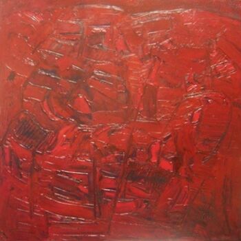 Painting titled "cromatico rosso 7" by Domenico Asmone, Original Artwork, Oil