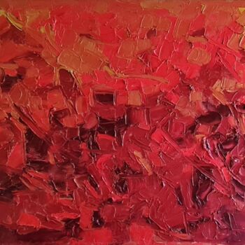 Painting titled "cromatico rosso 0" by Domenico Asmone, Original Artwork, Oil