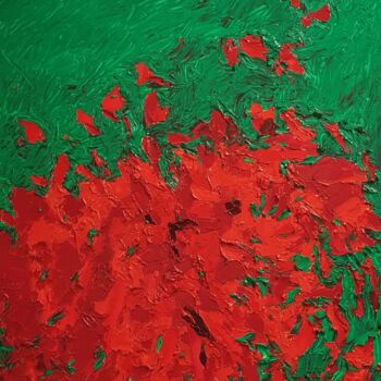 Painting titled "cromatico rosso ver…" by Domenico Asmone, Original Artwork, Oil