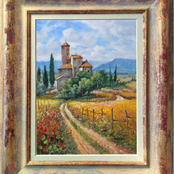 Картина под названием "Enchanted hamlet -…" - Domenico Ronca, Подлинное произведение искусства, Масло Установлен на Деревянн…