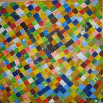 Painting titled "pixellisation" by Bertrand Domin, Original Artwork, Oil