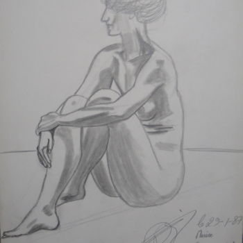 Dessin intitulée "marise-3-1987" par Bertrand Domin, Œuvre d'art originale, Crayon