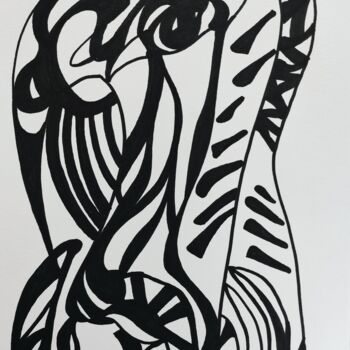 Σχέδιο με τίτλο "Fishman" από Dominik Brzeziński, Αυθεντικά έργα τέχνης, Μαρκαδόρος