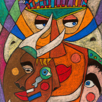 Malerei mit dem Titel "Carnaval à Rio" von Dominique Charrière Dite Kandayin, Original-Kunstwerk, Pastell