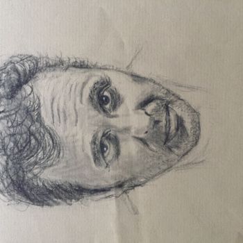 Drawing titled "Portrait de Gilbert…" by Dominique Dève, Original Artwork, Pencil