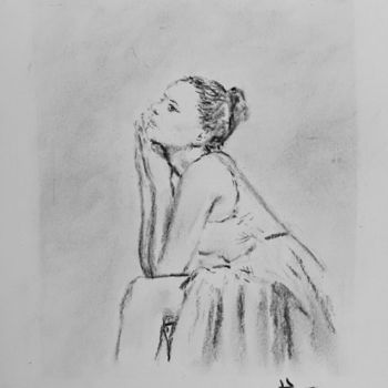 Dessin intitulée "Dancer" par Dominique Dève, Œuvre d'art originale, Fusain