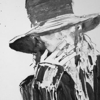 Malerei mit dem Titel "The Hat" von Dominique Dève, Original-Kunstwerk, Tinte