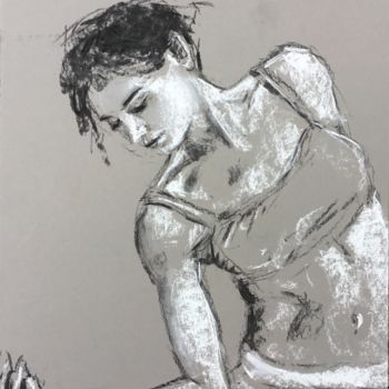 Drawing titled "La Danse d’Anitra" by Dominique Dève, Original Artwork, Charcoal