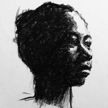 Drawing titled "Sometimes" by Dominique Dève, Original Artwork, Charcoal