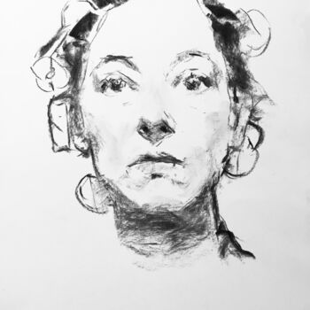 Dibujo titulada "Felicia #2" por Dominique Dève, Obra de arte original, Carbón