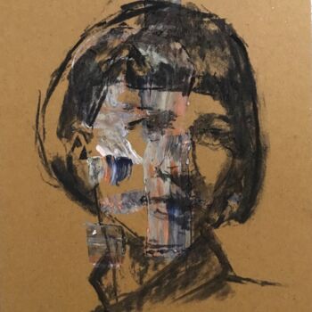 Drawing titled "Un Portrait d’Anna…" by Dominique Dève, Original Artwork, Charcoal