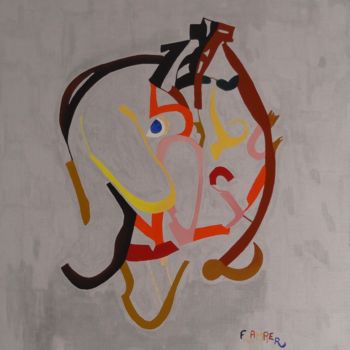 Peinture intitulée "Duo argenté" par Dominique Frampier, Œuvre d'art originale, Huile