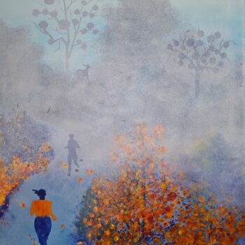 「Running en sous-bois」というタイトルの絵画 Dominique Hernandezによって, オリジナルのアートワーク, アクリル