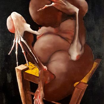 Painting titled "Corps chaise 0118" by Dominique Laude, Original Artwork, Oil