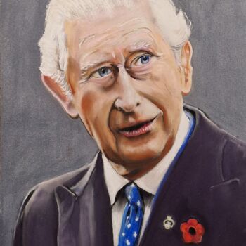 Painting titled "CHARLES III" by Dominique Obry, Original Artwork, Pastel