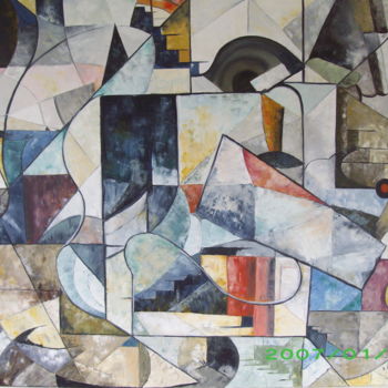 Картина под названием "les escaliers" - Dominique Viguereux, Подлинное произведение искусства, Масло