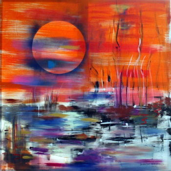 Painting titled "Coucher de soleil s…" by Dominique Bertrand, Original Artwork, Acrylic