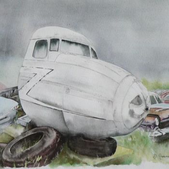 Peinture intitulée "aérocasse" par Dominique Ramaud, Œuvre d'art originale, Aquarelle