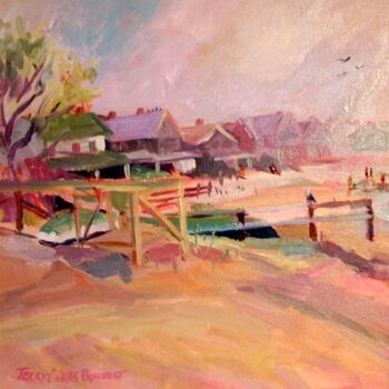 Painting titled "Down At The Shore" by Don Bourret, Original Artwork, Oil