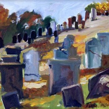 Pittura intitolato "Old Durham Cemetery…" da Don Bourret, Opera d'arte originale, Olio