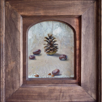 Pintura titulada "Pinecone" por Donatas Inis, Obra de arte original, Oleo