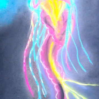 Drawing titled "Medusa" by Donatella De Leo Croce, Original Artwork, Chalk