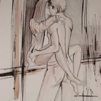 Malarstwo zatytułowany „Kiss” autorstwa Donatella Marraoni, Oryginalna praca, Akryl