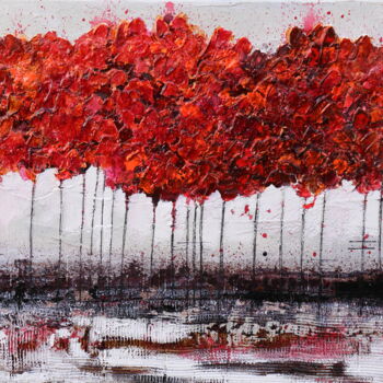 Schilderij getiteld "Red Tree" door Donatella Marraoni, Origineel Kunstwerk, Anders